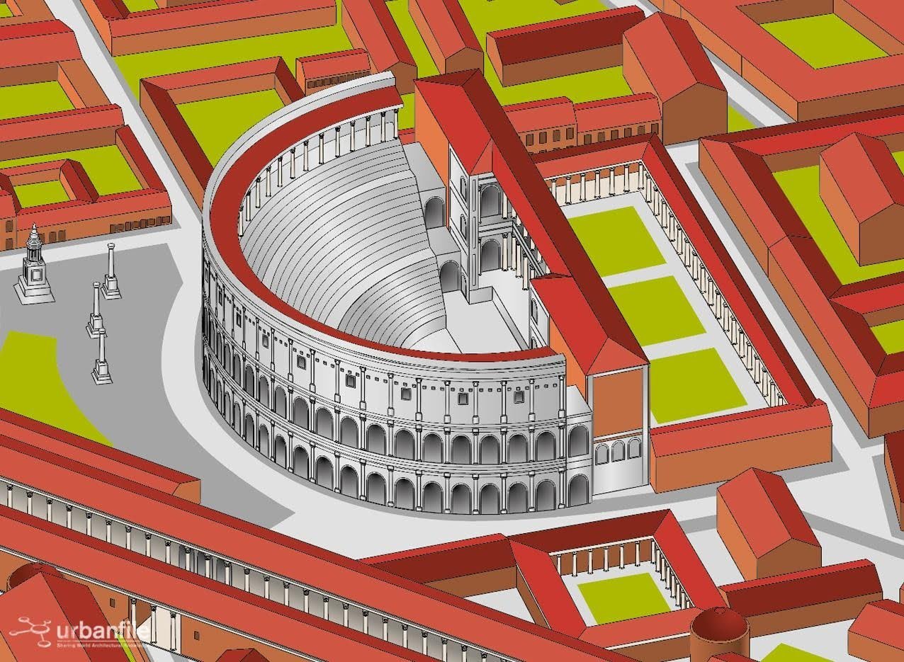 TEATRO DE MEDIOLANUM (MILÁN, ITALIA) | Imagen obtenida de: https://blog.urbanfile.org/2016/10/19/milano-zona-magenta-il-piu-antico-edificio-pubblico-di-milano-il-teatro-romano/