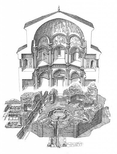 BAPTISTERIO DE SAN AMBROSIO (MILÁN, ITALIA) | En época altomedieval | Imagen obtenida de: https://archeologiagalliacisalpina.wordpress.com/tag/sant-ambrogio-e-san-agostino-dove-furono-battezzati/