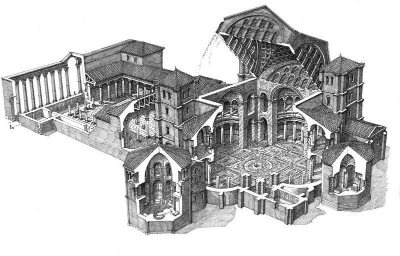 BASILICA Y COLUMNATA DE SAN LORENZO (MILÁN, ITALIA) | Imagen obtenida de: https://www.sanlorenzomaggiore.com/index.php/2016/08/10/la-basilica-secolo-iv-ix/